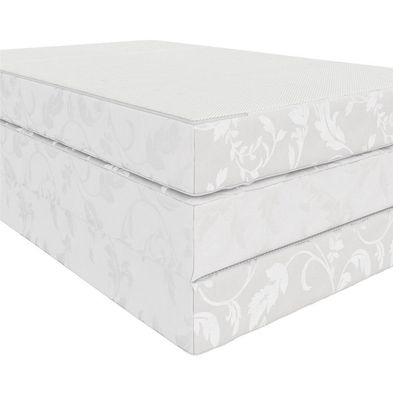 Twin White Floral 4-Inch Tri-Fold Innerspring Mattress