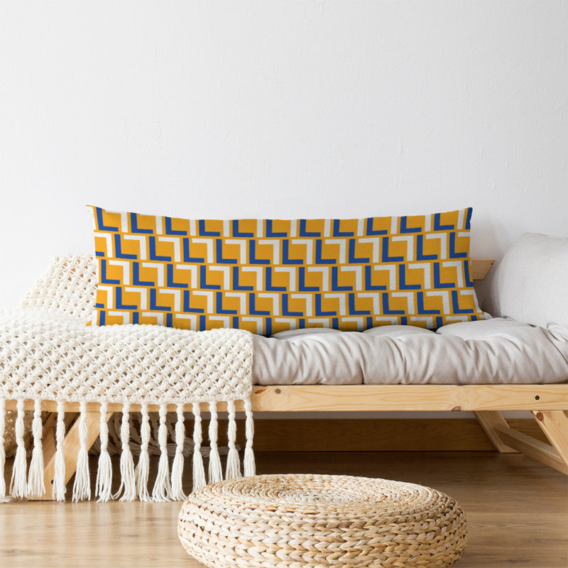 Polyester Medium Pillow, Microfiber, Blue/White/Gold