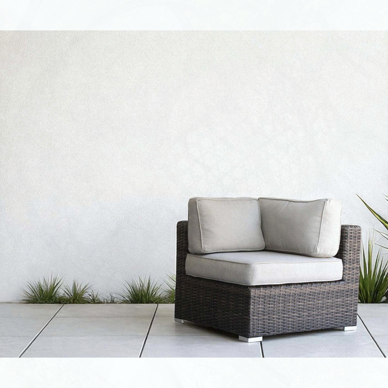 Chaise de coin en osier Minnesota, Beige, Gris