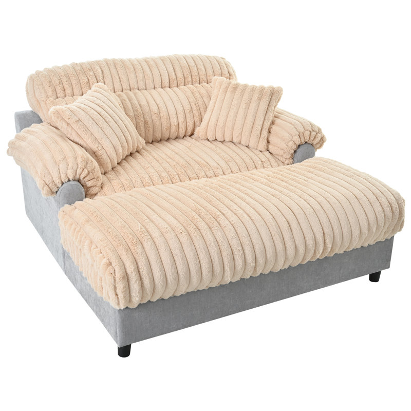 Canapé-lit moderne avec méridienne 65,25 po Cloud, Champagne / Gris