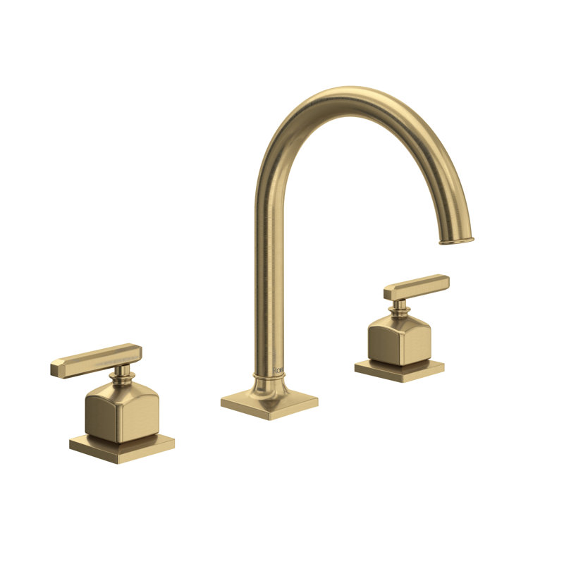Apothecary Widespread Lavatory Faucet With C-Spout, Lever, Antique Gold