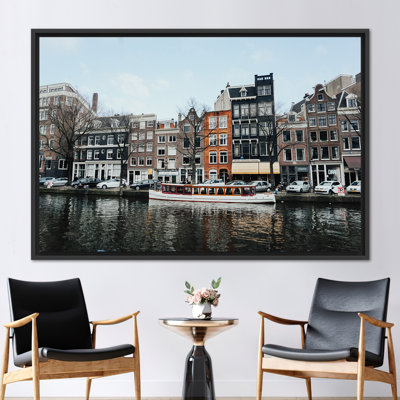 Amsterdam Winter Scene 3D Canvas Wall Art - Modern Netherlands Canal Print Decor