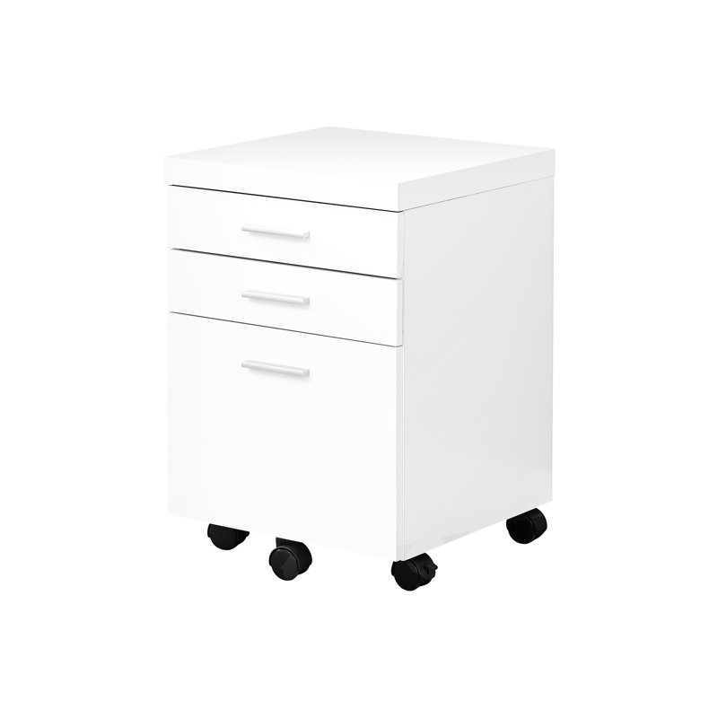 White Laminate Rolling File Cabinet, Storage Drawers For Office Work And Printer Stand Accessory Cabinet On Frame, Laminate,