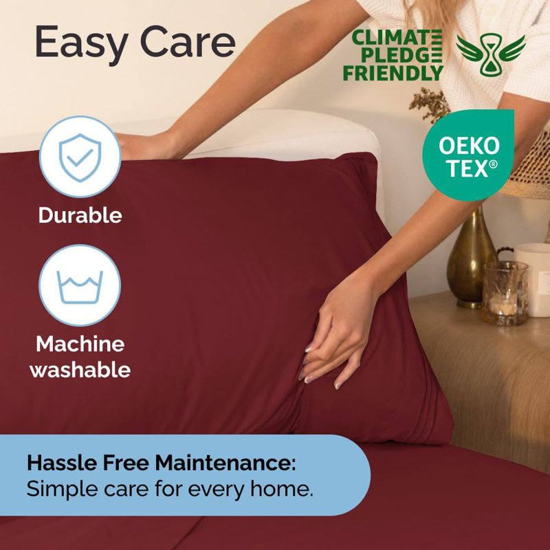 6 Piece Sheet Set, Soft Cooling Bed Sheets, Breathable & Wrinkle Free, Hotel Luxury Bedding, Burgundy