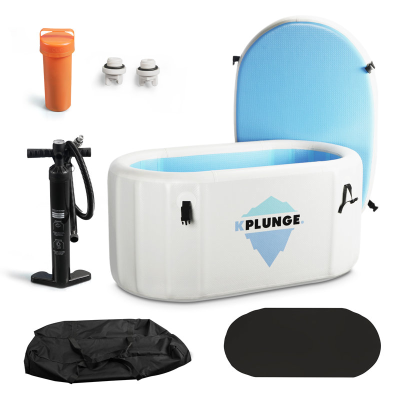 Kodiak 1-Person Inflatable Cold Plunge Ice Bath Tub/Hot Tub With PVC Insulated Lid, Hand Pump, And Repair Kit In Gray