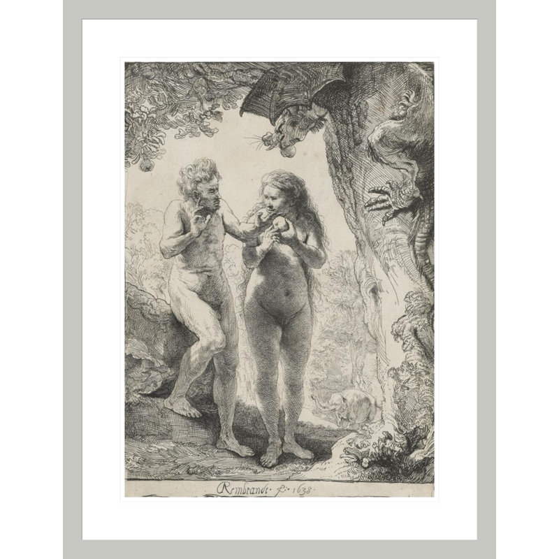 «Adam and Eve» par Rembrandt van Rijn - Reproduction giclée encadrée, 29.5" H x 22.87" W