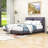 Queen Size Upholstered Platform Bed with Motion Sensor Lighting and Built-In Charging Station-1681848690