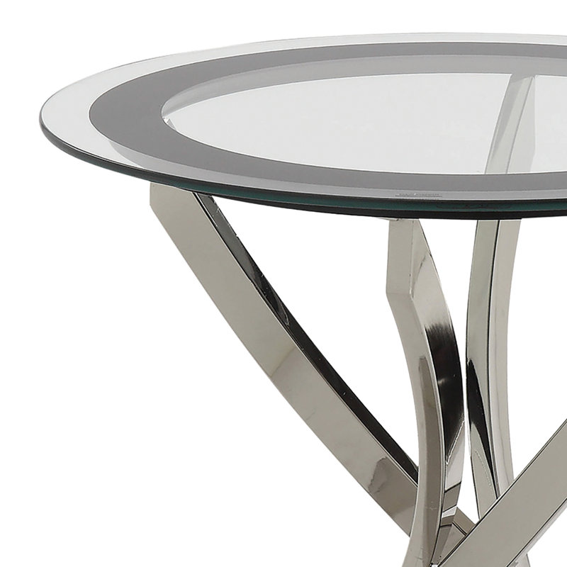 Table de bout ronde Sabatina avec plateau en verre en chrome et noir