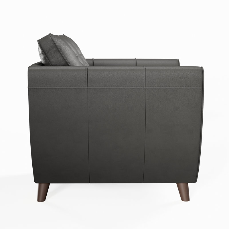 Marylin Leather Armchair, Raven, Dark Wood