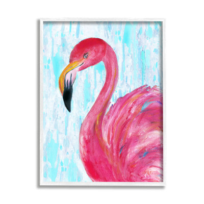 " Preened Glamorous Flamingo Shabby Bird Painting " by Jan Cole Painting Print
