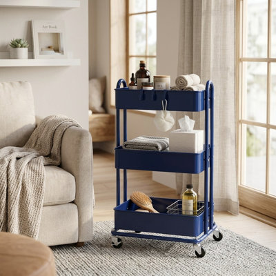 3-Tier Heavy Duty Metal Rolling Utility Cart