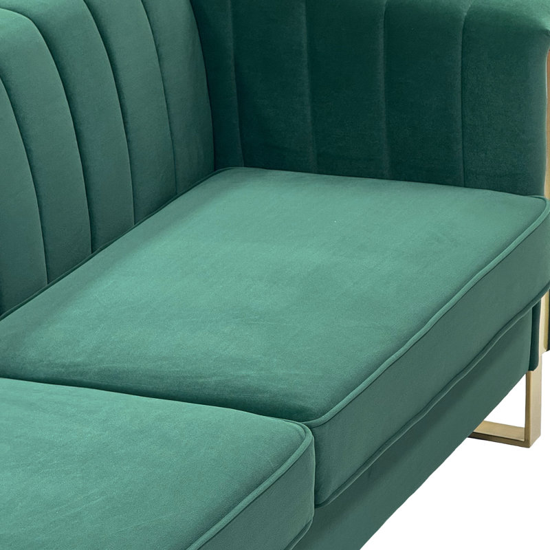Canapé capitonné en velours vert Luxury Luxury, Vert rétro