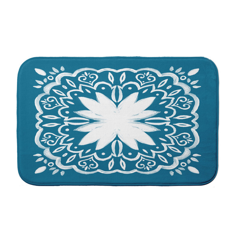 Tapis pour salle de bain Lower Hounslow, L 17 po x L 24 po, Bleu