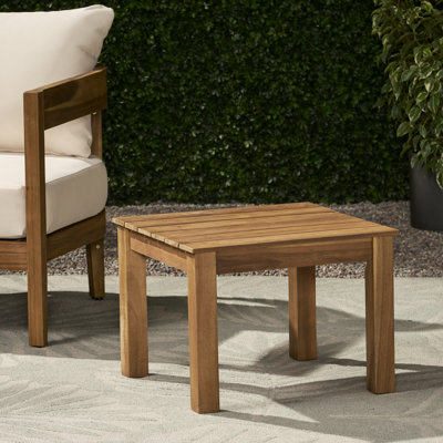 Table d'appoint en bois de style simple, l 19,46 po x P 15 po, brun, table de bout minimaliste tendance à assembler, lattes fermées, 15 po