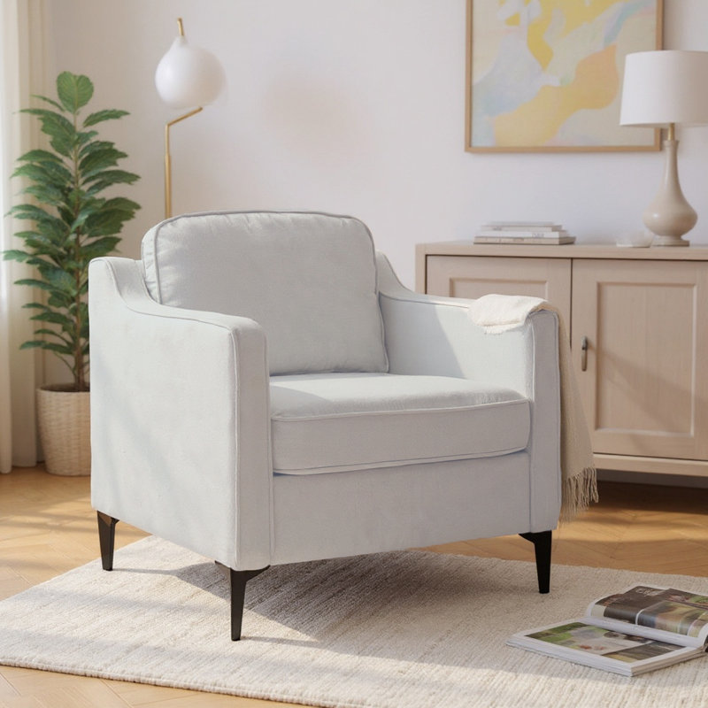 1 Seater Linen Sofa, White