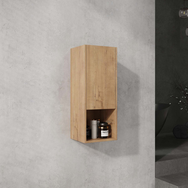 Armoire latérale de salle de bain à fixation flottante de 12 pouces avec portes à fermeture douce et tablette ouverte
