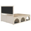 Grand lit plateforme pour animaux de compagnie avec coin repas sous le lit, cadre robuste, beige-732028691-732028689