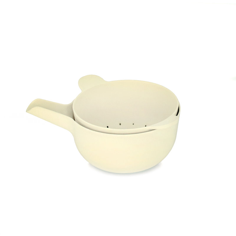 Ensemble de bol et passoire EKOBO, H 5 po x l 8,5 po x P 8,5 po, Blanc