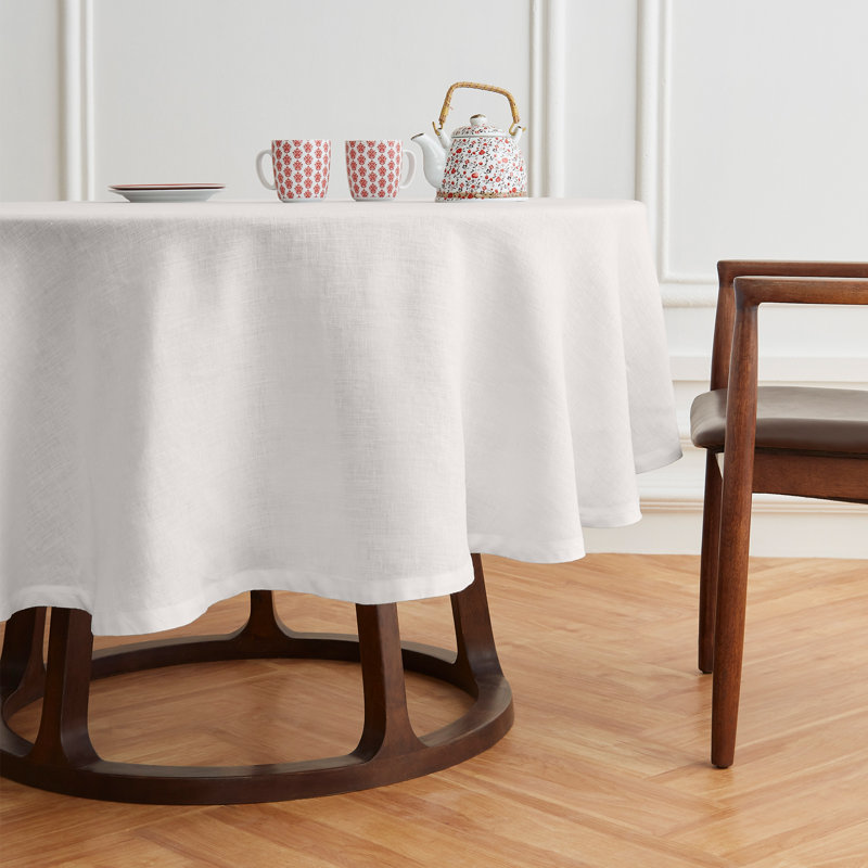 Sonoma - 100% Pure Linen Round Tablecloth (Prewashed), 60" Round, White