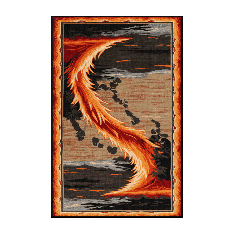 Washable Volcanoes Hawaiian Area Rug, Runner 2' x 4'