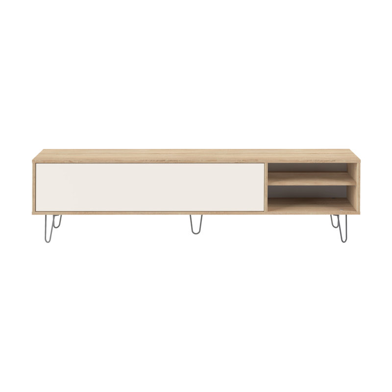 Abbas TV Stand for TVs up to 70", Natural Oak Color/Light Beige