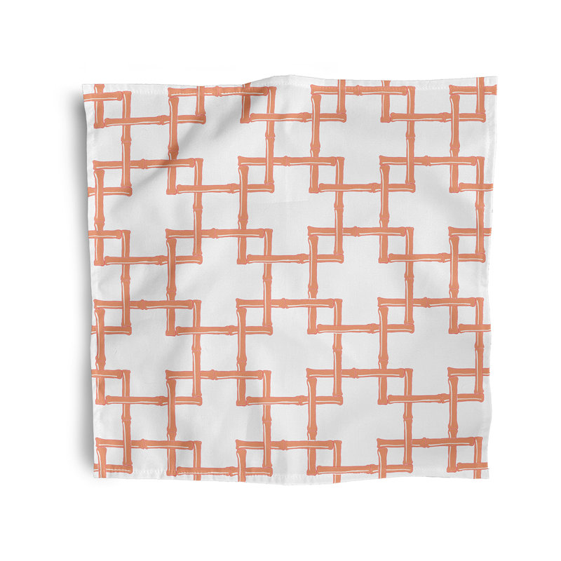Kywan Polyester Geometric Square Napkin, Orange