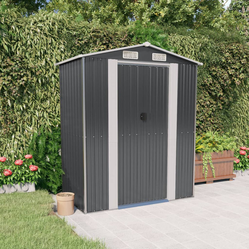Galvanised Steel Apex Garden Shed, 223cm H X 192cm W X 108cm D, Anthracite