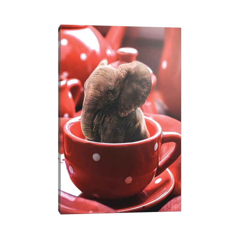Teacup Elephant 1 Piece Wrapped Canvas Wall Art, 30.48 cm H x 45.72 cm W