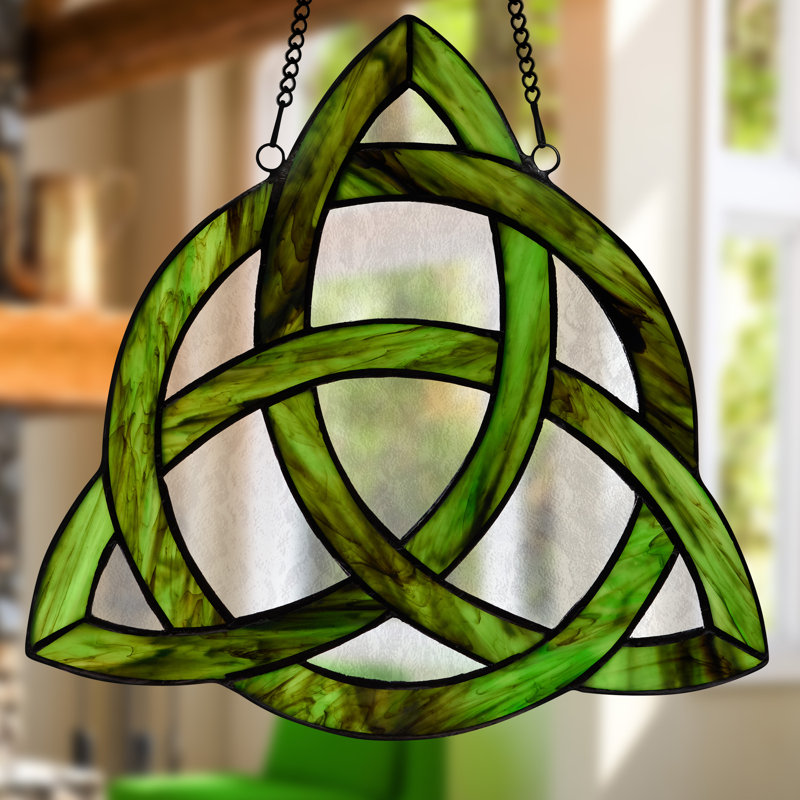 Panneau de vitrail en verre coloré 11,75 "H Trinity