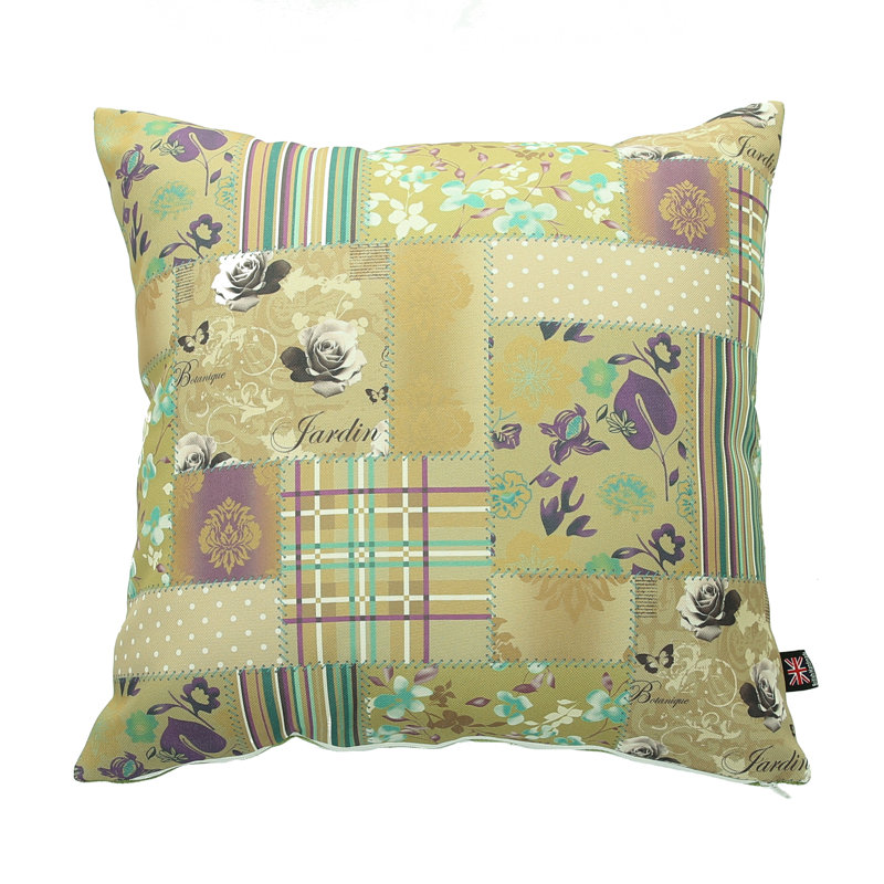 Chateau Patchwork Square Throw Cushion, Gold, 28cm x 28cm