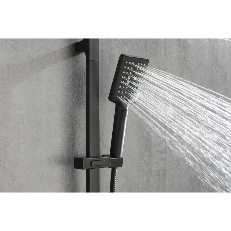 Height Adjustable Handheld Shower In Matte Black Stainless Steel, 28-Inch Slide Bar, 59-Inch Hose, Multiple Spray Modes For Relaxing Baths, Suitable Chair Use Steel Shower, Adjustable, Various