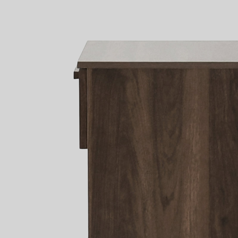 Walnut Rustic 1-Drawer Nightstand with Open Shelf