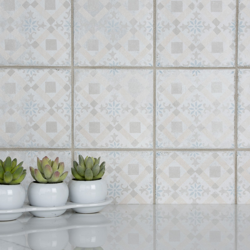 Carreau de porcelaine à motif pour mur et plancher 6 po x 6 po Barcelona