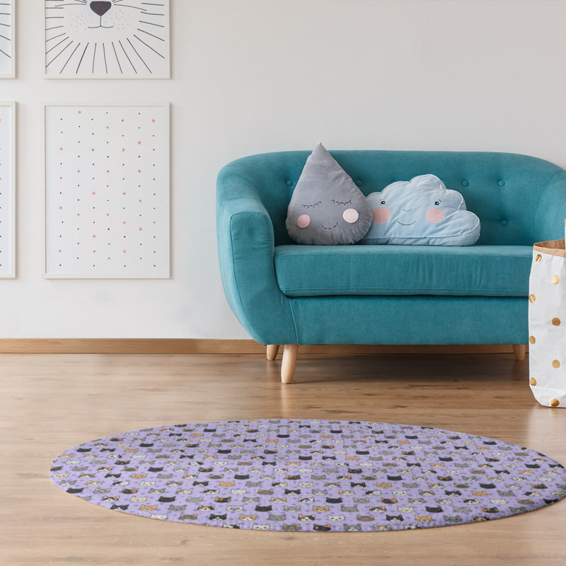 Tapis mauve Kitty Cat, Rond 5 pi