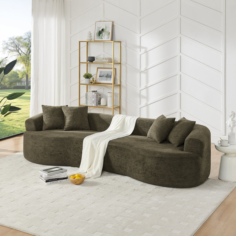 Canapé modulaire courbé Urix Cloud à 4 places avec revêtement modulaire en chenille, Marron foncé