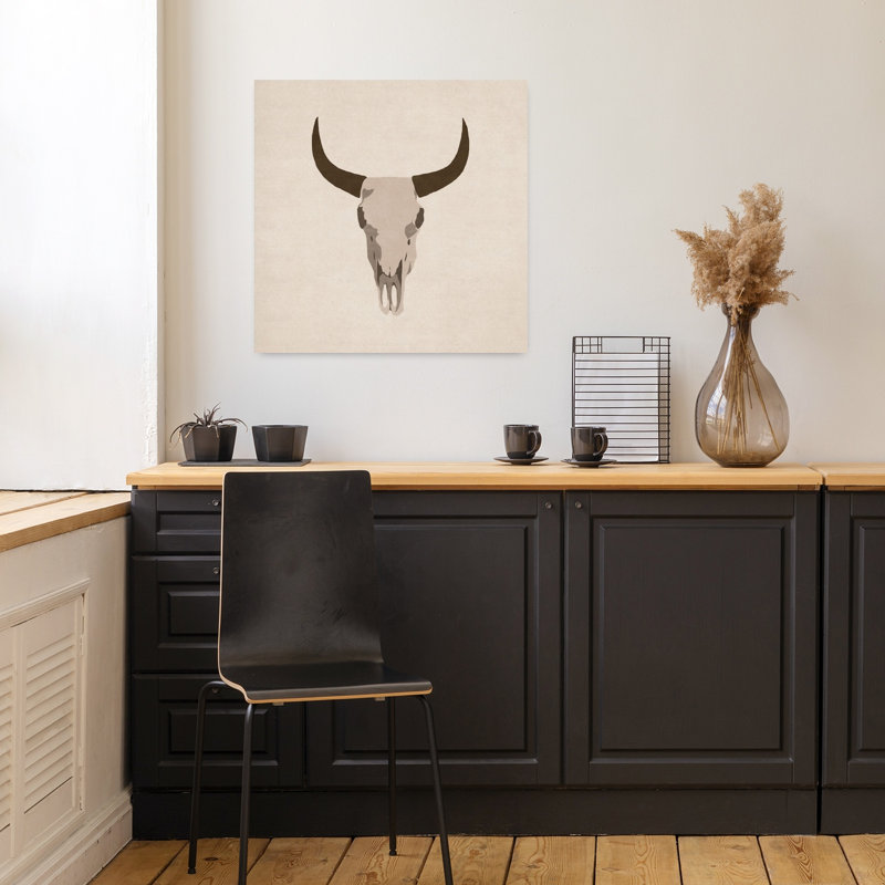 Art mural désertique, minimaliste, rustique, vache, H 18 po x l 18 po
