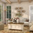 Bamboo Wood Overlapping Diamond Geometric Brown Wall Decor with Metal Wire