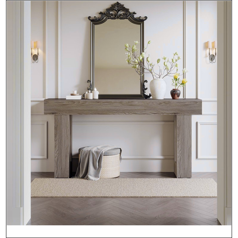 63 Inches Farmhouse Console Table – Extra Long Narrow Sofa Table Behind Couch, Rustic Wood Entryway Table for Hallway, Living Room, or Foyer