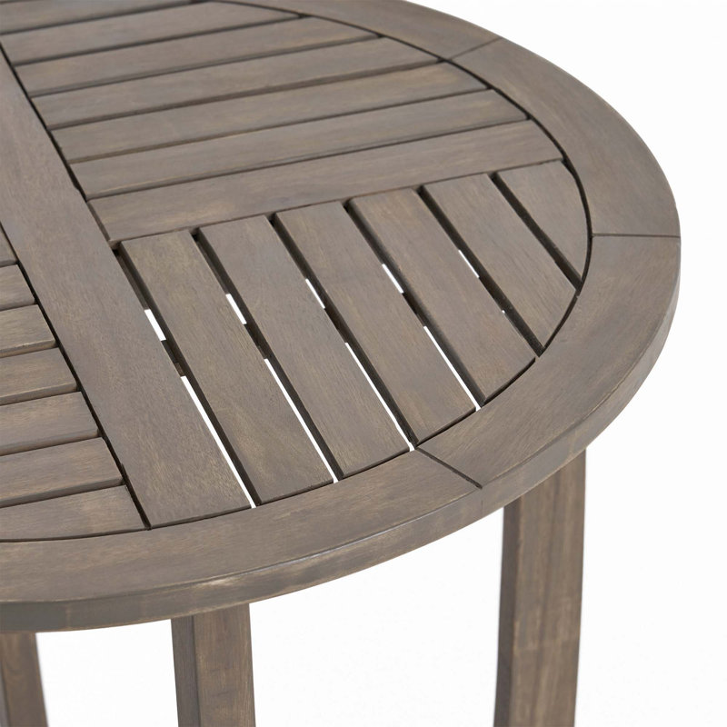 Round Solid Wood Dining Table(Only Table), Gray