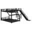 Lit superposé en L avec lit mezzanine, glissade et ports USB-652433235