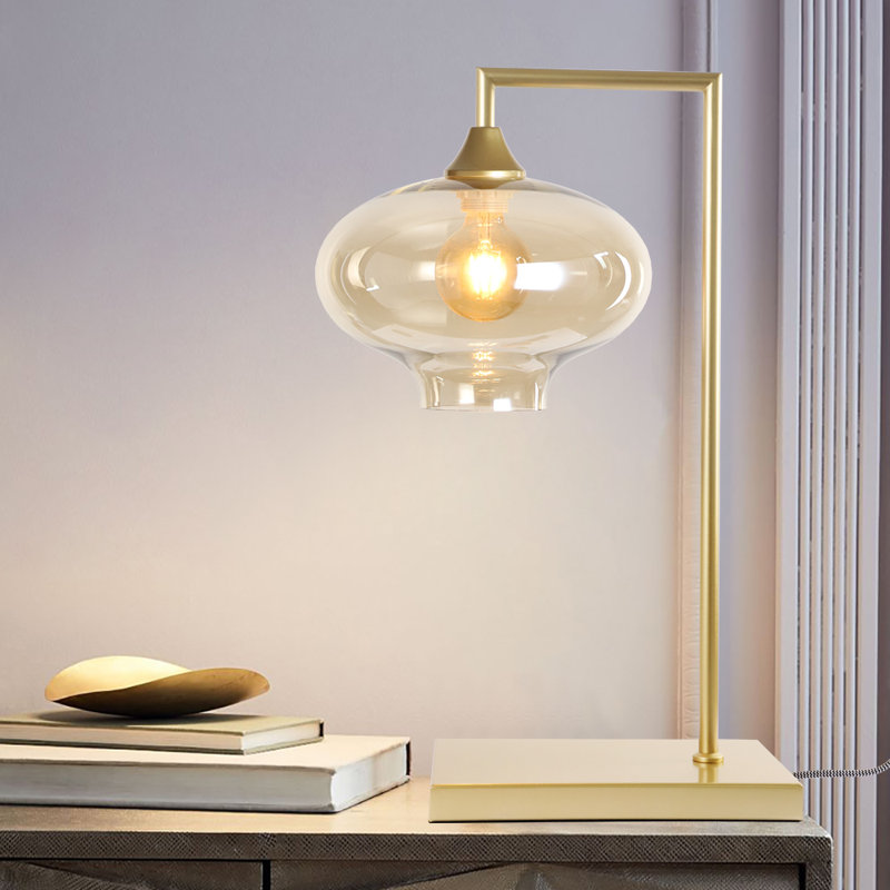 Wang Metal Table Lamp, Gold, Amber