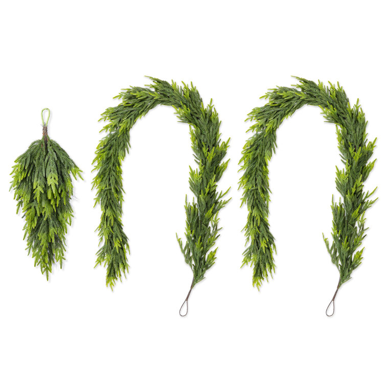 3-Piece 31.5"H Christmas Greenery PE Dripping Teardrop And 9Ft Garland Set