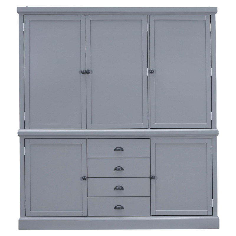 Armoire de cuisine 73 po avec rangement et garde-manger autoportants en bois 73 po, Gris