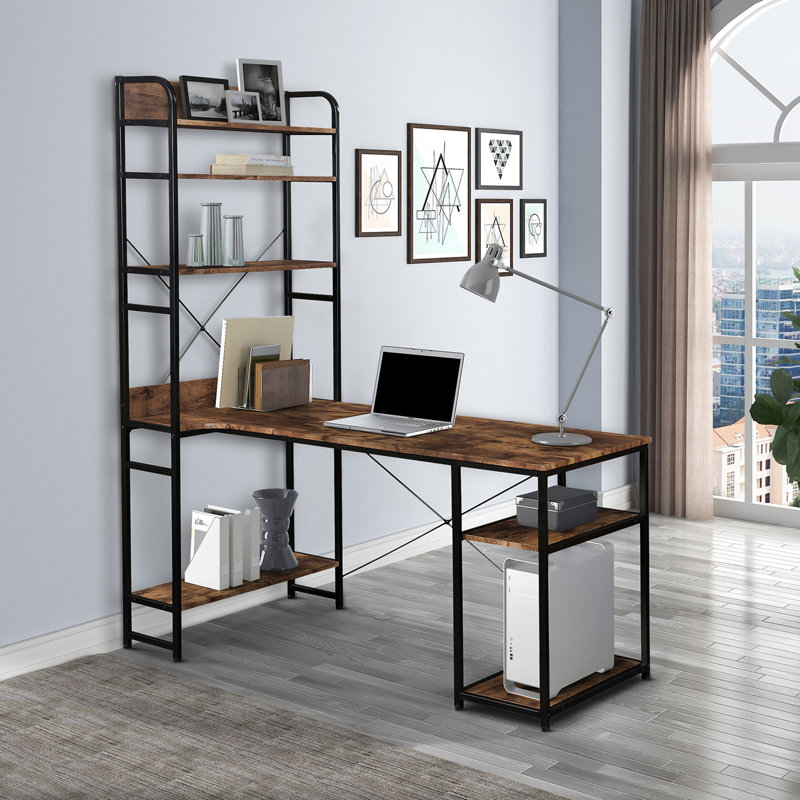 Beckon Modular Computer Desk, 70.5”H X 54.5”W X 31.5”D, Brown/Black