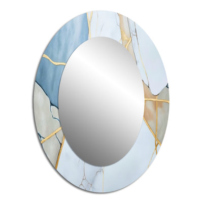 Abstract Geode White I - Large Oval Wall Mirror On Metal