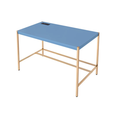 Bureau d'écriture Midriaks à finition bleu marine et or avec USB (sans la chaise de bureau)