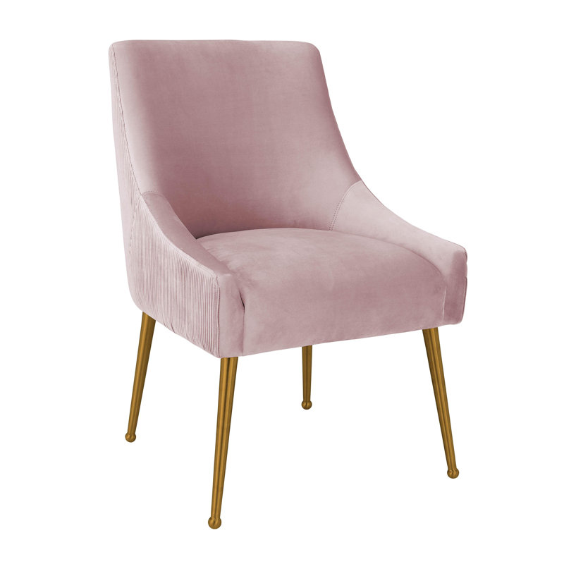 19'' H Velvet Upholstered Side Chair, Gold, Blush Velvet