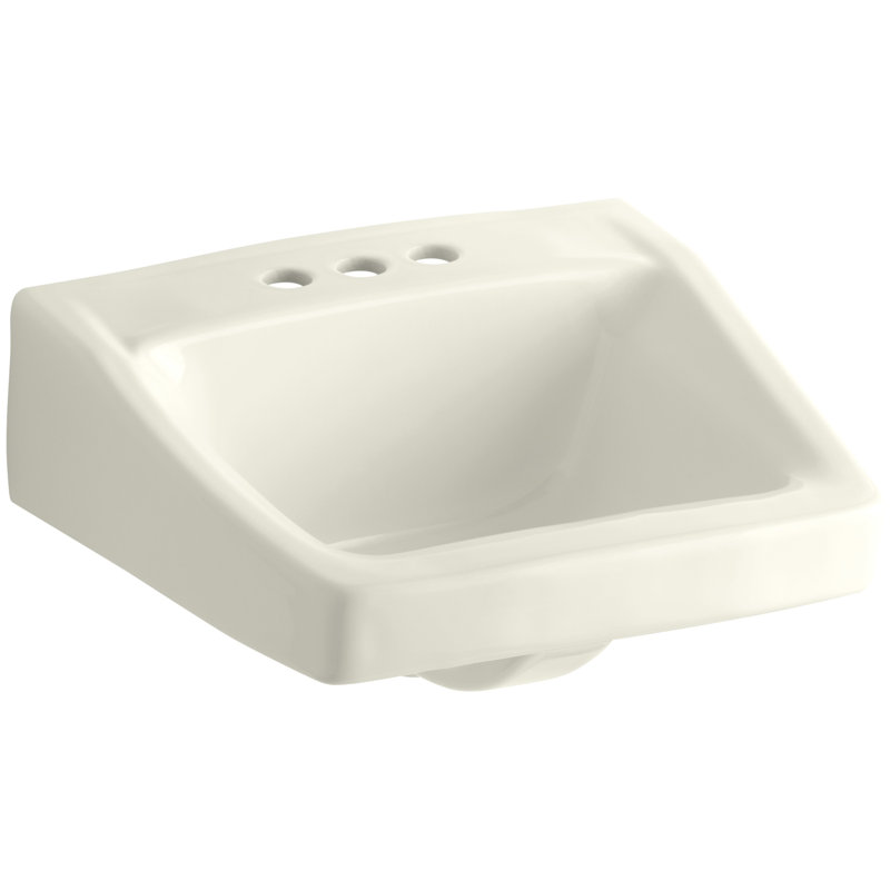 Chesapeake Ceramic 20" Wall Mount Bathroom Sink with Overflow, Biscuit
