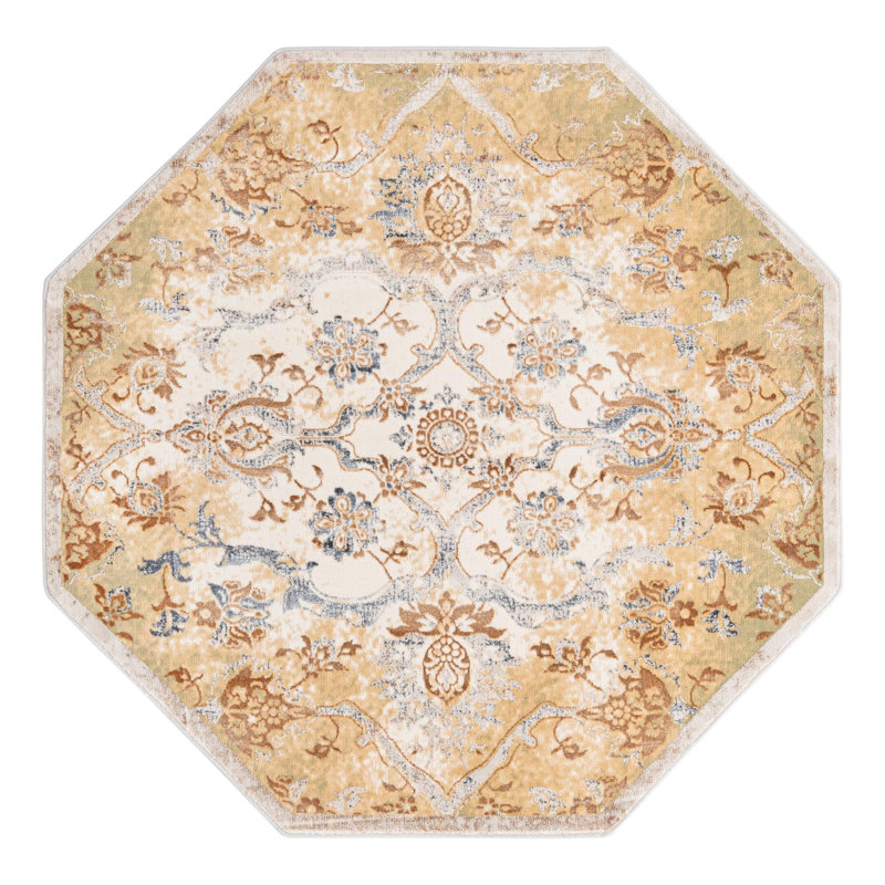 Alamo Floral Indoor Rug, Octagon 5'3" x 5'3"