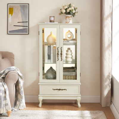 Vitrine, armoire lumineuse, blanc antique